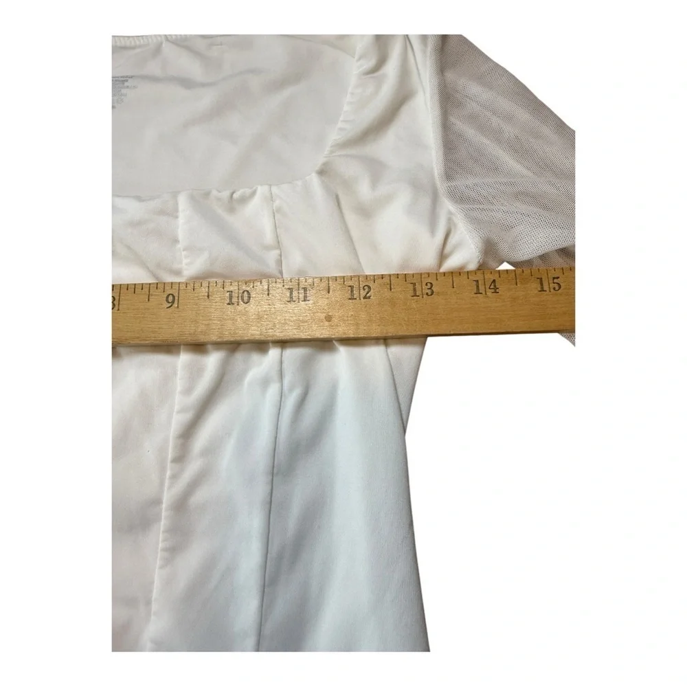 Advidlove White Long Sleeve Square Neck Bodysuit Womens Medium